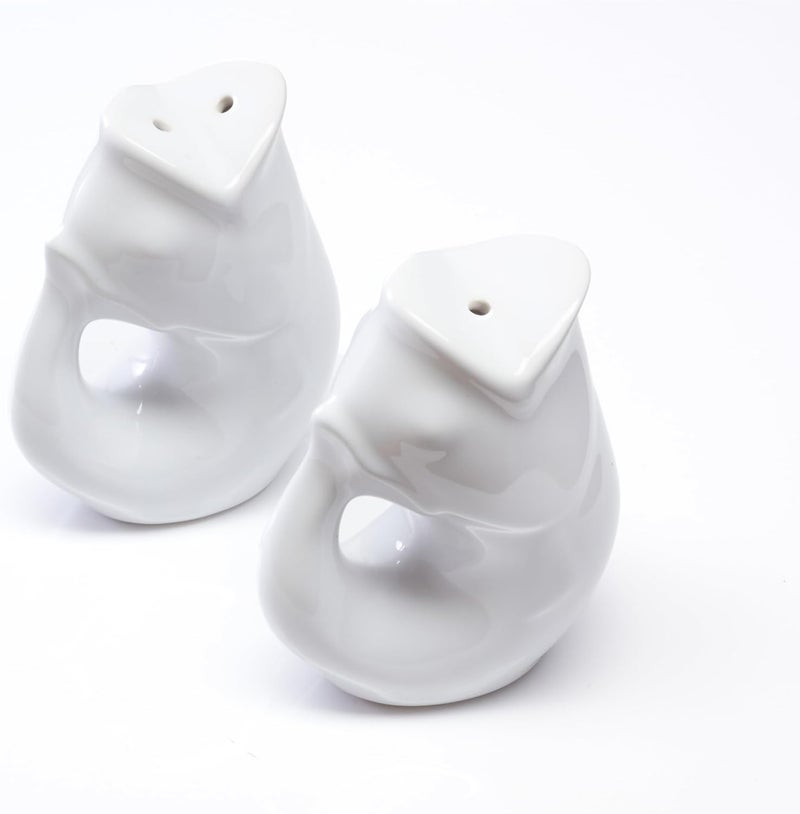 Gurgle Pot Fish Pitcher Combo Gift Set, Large 42oz Pitcher, Matching Salt & Pepper Shakers with Kitchen Towels. Decorative Pitcher That “Gurgles” When You Pour (Red Striped Towels) - Image 2